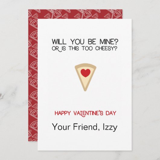 Pizza  Valentijn Feestdagenkaart (Voorkant / Achterkant)