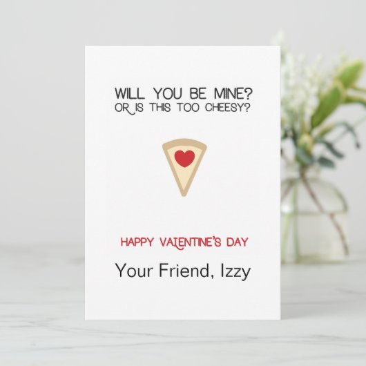 Pizza  Valentijn Feestdagenkaart (Staand voorkant)