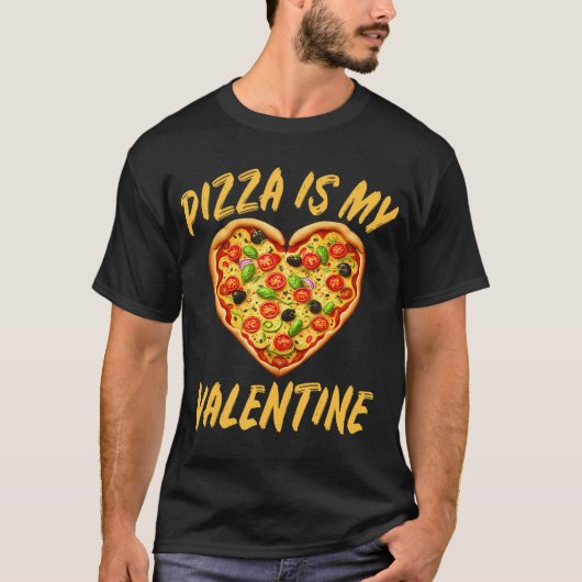 Pizza Valentijnsdag Hart Fastfood liefhebber Manne T-shirt (Voorkant)