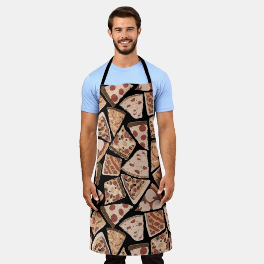 Pizza van de Wereld Zwart Schort (Gedragen)