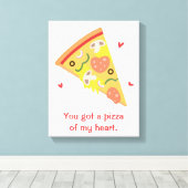 Pizza van mijn Hart, Schattige Liefdes Puns Canvas Afdruk (Insitu (Houten vloer))