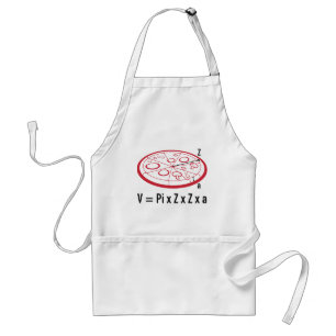 Pizza vergelijking: V = Pi x Z x Z x a Standaard Schort