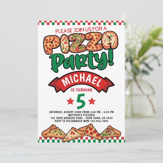 Pizza Verjaardag Kaart (Staand voorkant)