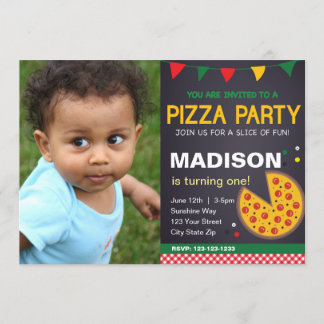 Pizza Verjaardag Uitnodiging met Foto