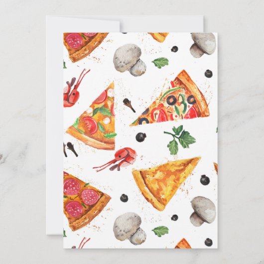 Pizza Verjaardag Uitnodiging, Pizza Party Kaart (Achterkant)