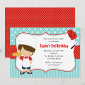 Pizza Verjaardag Uitnodigingen (Boy Blue Red) (Voorkant / Achterkant)