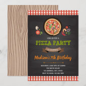 Pizza verjaardagsdouche uitnodiging (Voorkant / Achterkant)