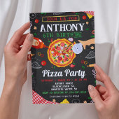 Pizza verjaardagsfeest bewerkbare uitnodiging