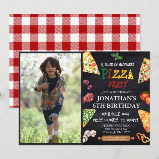 Pizza Verjaardagsfeest Kaart (Voorkant / Achterkant)