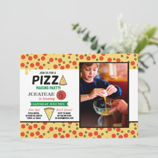PIZZA Verjaardagsfeest maken chef-kok Leuk eten Fo Kaart (Staand voorkant)