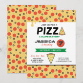 PIZZA Verjaardagsfeest Sluimer Slaap op Uitnodigin Kaart (Voorkant / Achterkant)