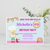 Pizza verjaardagsfeest uitnodiging, pizza uitnodig kaart (Staand voorkant)