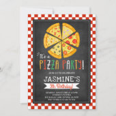 Pizza Verjaardagsfeest Uitnodiging Slice of Fun (Voorkant)
