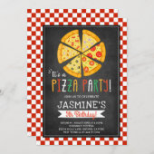 Pizza Verjaardagsfeest Uitnodiging Slice of Fun (Voorkant / Achterkant)