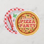 Pizza verjaardagsfeest uitnodigingen (Voorkant / Achterkant)