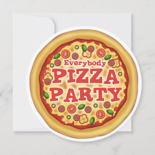 Pizza verjaardagsfeest uitnodigingen (Voorkant)