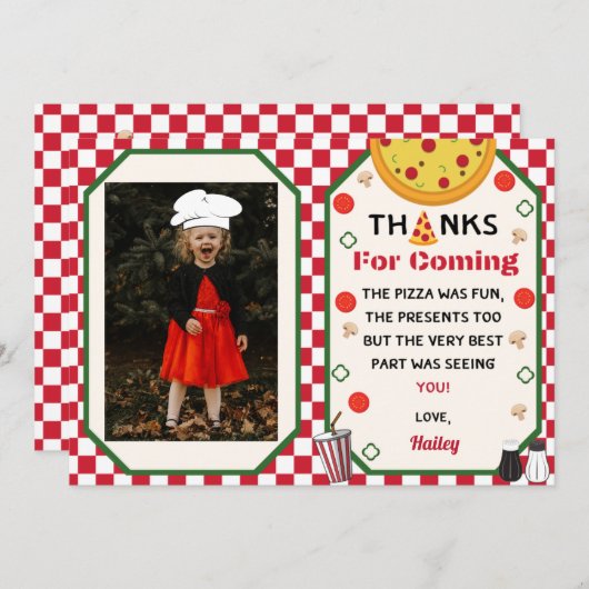 Pizza Verjaardagsfeestfoto Dank u Bedankkaart (Voorkant / Achterkant)