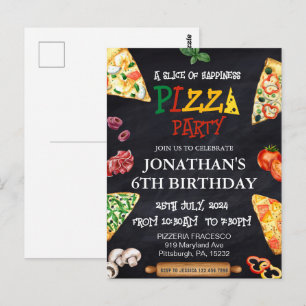 Pizza verjaardagsfeestje  briefkaart