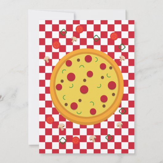 Pizza Verjaardagsfeestje Dank u Bedankkaart (Achterkant)