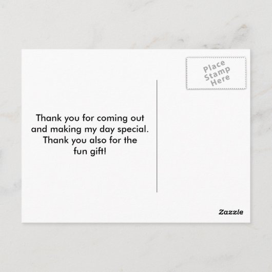 Pizza Verjaardagsfeestje Dank u Briefkaart (Achterkant)