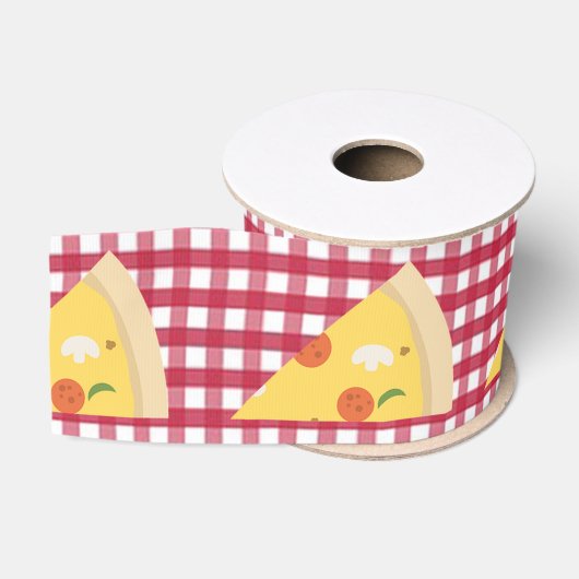 Pizza Verjaardagsfeestje Grosgrain Lint (Spoel)