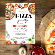 Pizza verjaardagsfeestje Italiaans thema sjabloon
