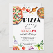 Pizza verjaardagsfeestje Italiaans thema sjabloon Kaart (Voorkant)