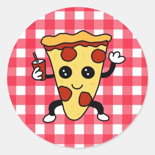 Pizza Verjaardagsfeestje of Pizza Parlor Ronde Sticker (Voorkant)