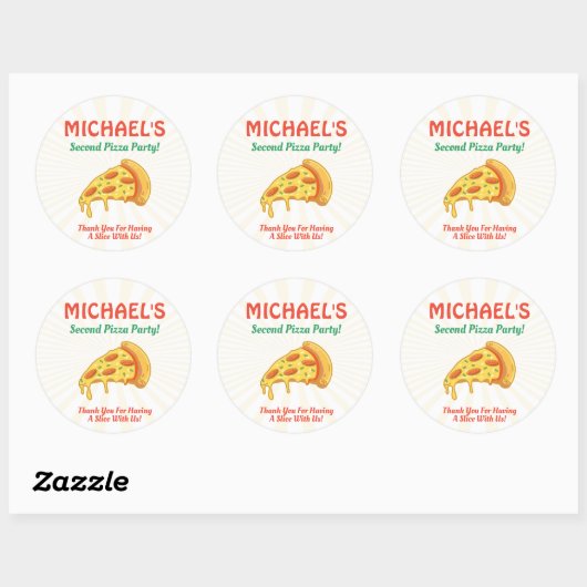Pizza Verjaardagsfeestlabel Sticker (Vel)