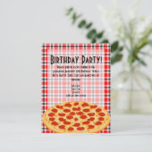Pizza Verjaardagsfeestuitnodiging, Tafelkleed ontw Kaart (Staand voorkant)