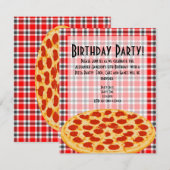 Pizza Verjaardagsfeestuitnodiging, Tafelkleed ontw Kaart (Voorkant / Achterkant)