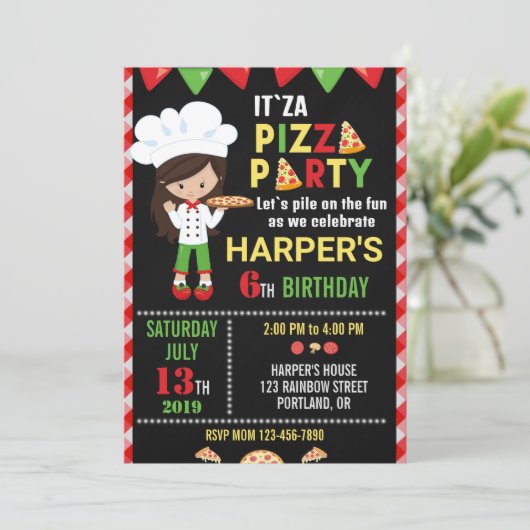 Pizza verjaardagsuitnodiging Italiaanse verjaardag Kaart (Staand voorkant)