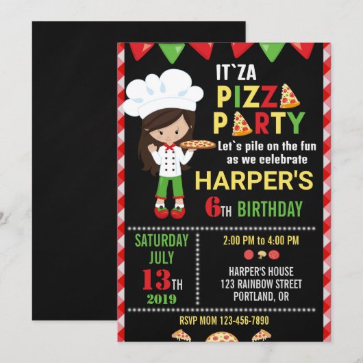 Pizza verjaardagsuitnodiging Italiaanse verjaardag Kaart (Voorkant / Achterkant)