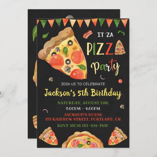 Pizza verjaardagsuitnodiging Italiaanse verjaardag Kaart (Voorkant / Achterkant)
