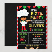 Pizza verjaardagsuitnodiging Kleine chef-jongen Kaart (Voorkant / Achterkant)