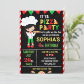 Pizza verjaardagsuitnodiging Pizza Kaart (Staand voorkant)