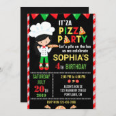 Pizza verjaardagsuitnodiging Pizza Kaart (Voorkant / Achterkant)