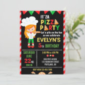 Pizza verjaardagsuitnodiging Red Green pizzafeestj Kaart (Staand voorkant)