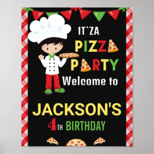 Pizza verwelkomde het partijteken Pizza makend par Poster