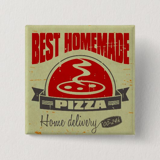 Pizza Vierkante Button 5,1 Cm (Voorkant)