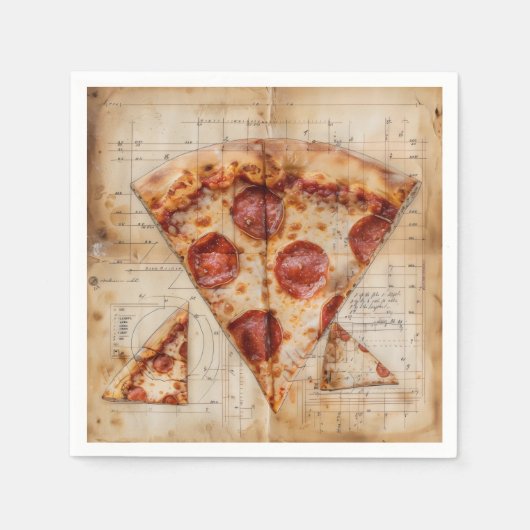 Pizza Vintage Blauwdruk Servet (Voorkant)