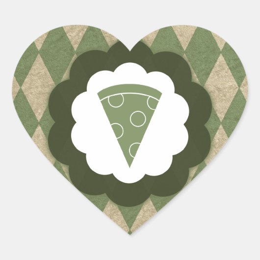 pizza vintage hart sticker (Voorkant)