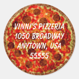 Pizza-vormig adreslabel ronde sticker