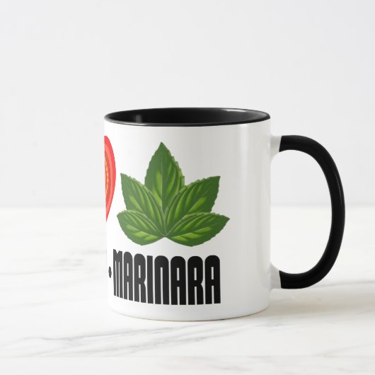 Pizza Vredesteken Tomaat Hart en Basilicum Bladere Mok (Rechts)