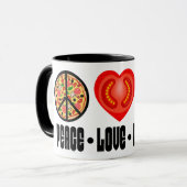 Pizza Vredesteken Tomaat Hart en Basilicum Bladere Mok (Voorkant links)