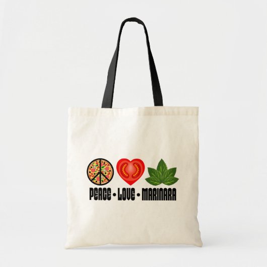 Pizza Vredesteken Tomaat Hart en Basilicum Bladere Tote Bag (Voorkant)