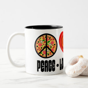 Pizza Vredesteken Tomaat Hart en Basilicum Bladere Tweekleurige Koffiemok