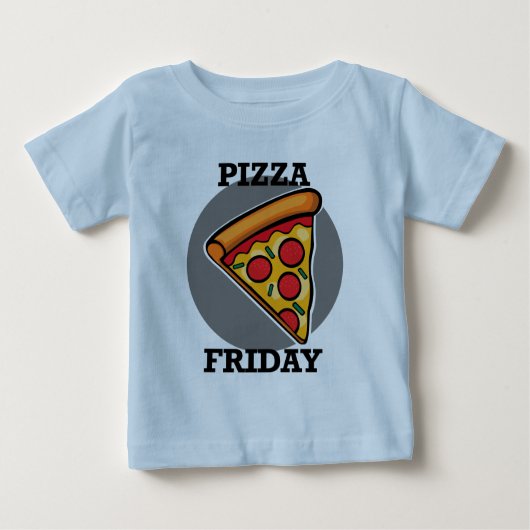 Pizza Vrijdag Design - Baby Fine Jersey T-Shirt (Voorkant)
