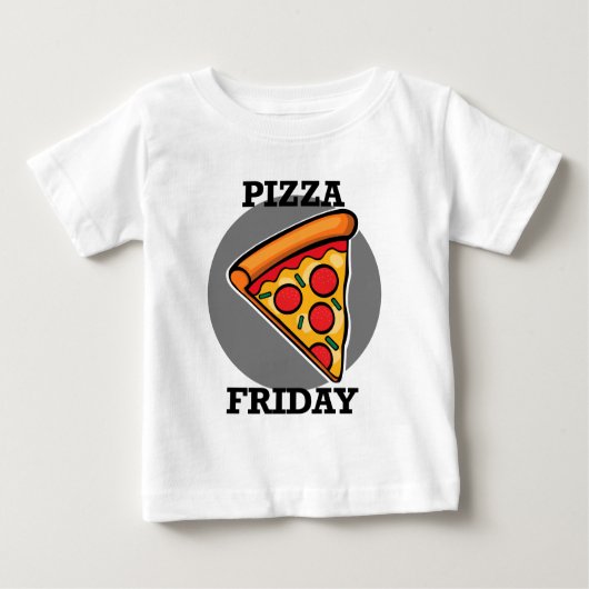 Pizza Vrijdag Design - Baby Fine Jersey T-Shirt (Voorkant)