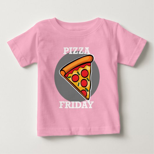Pizza Vrijdag Design - Baby Fine Jersey T-Shirt (Voorkant)